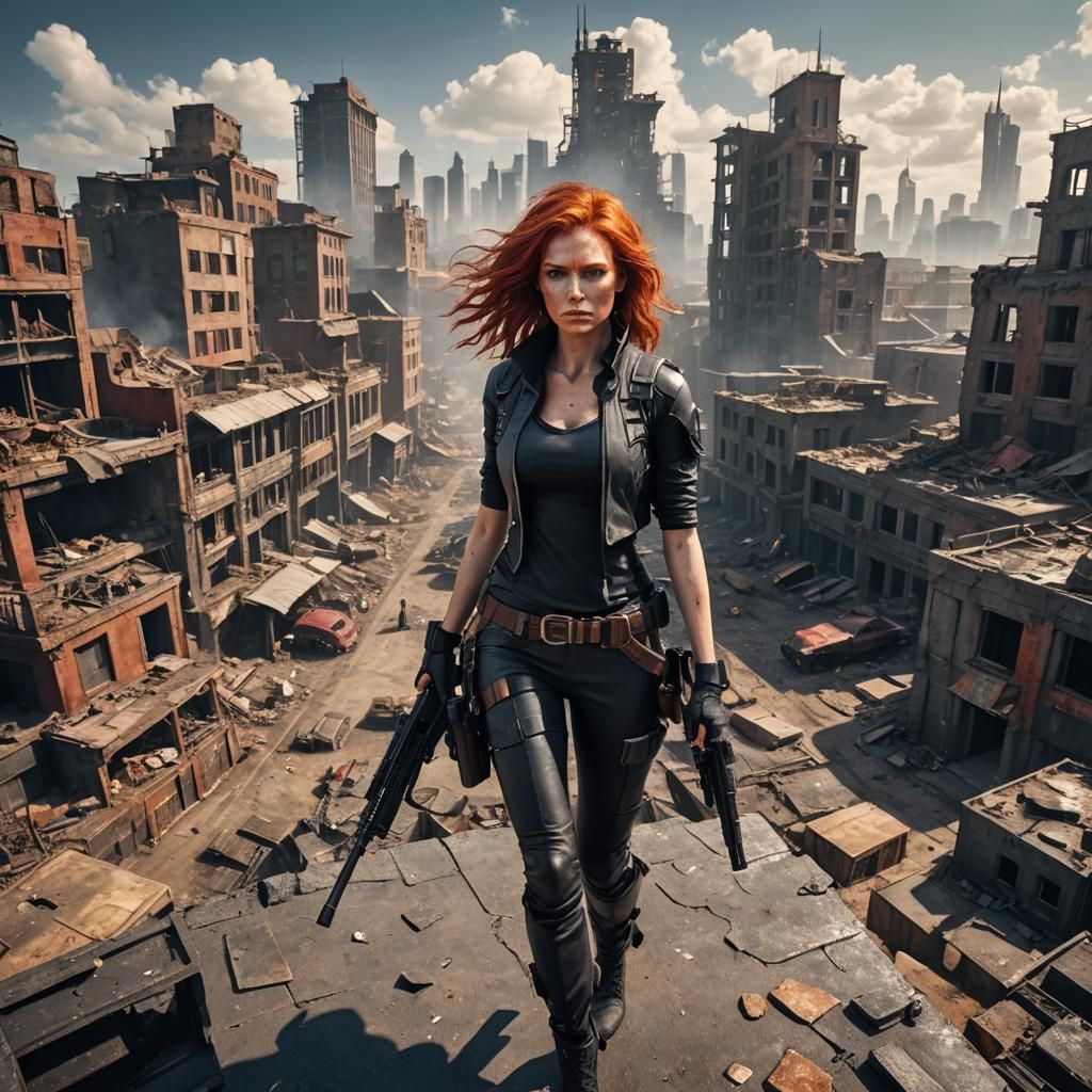 Post-Apocalyptic Redhead in Detailed Matte Painting