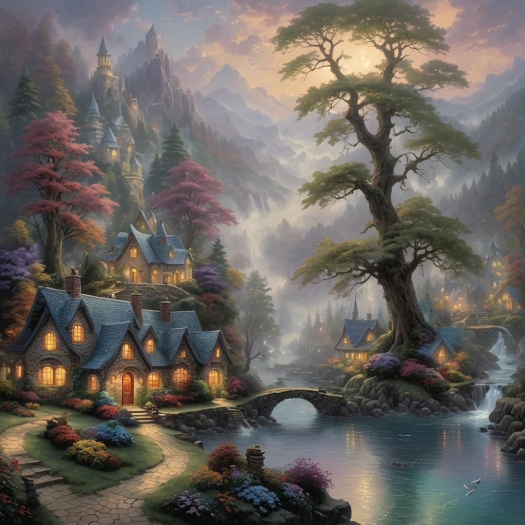 Ethereal Fantasy Landscape in Luminist Style