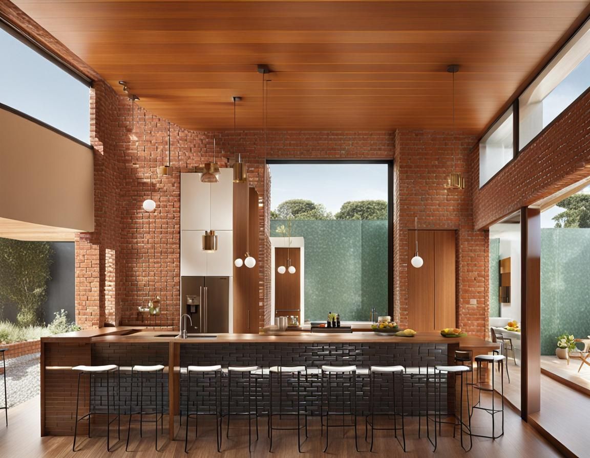 Rogelio Salmona Inspired Kitchen with Glazed Brick