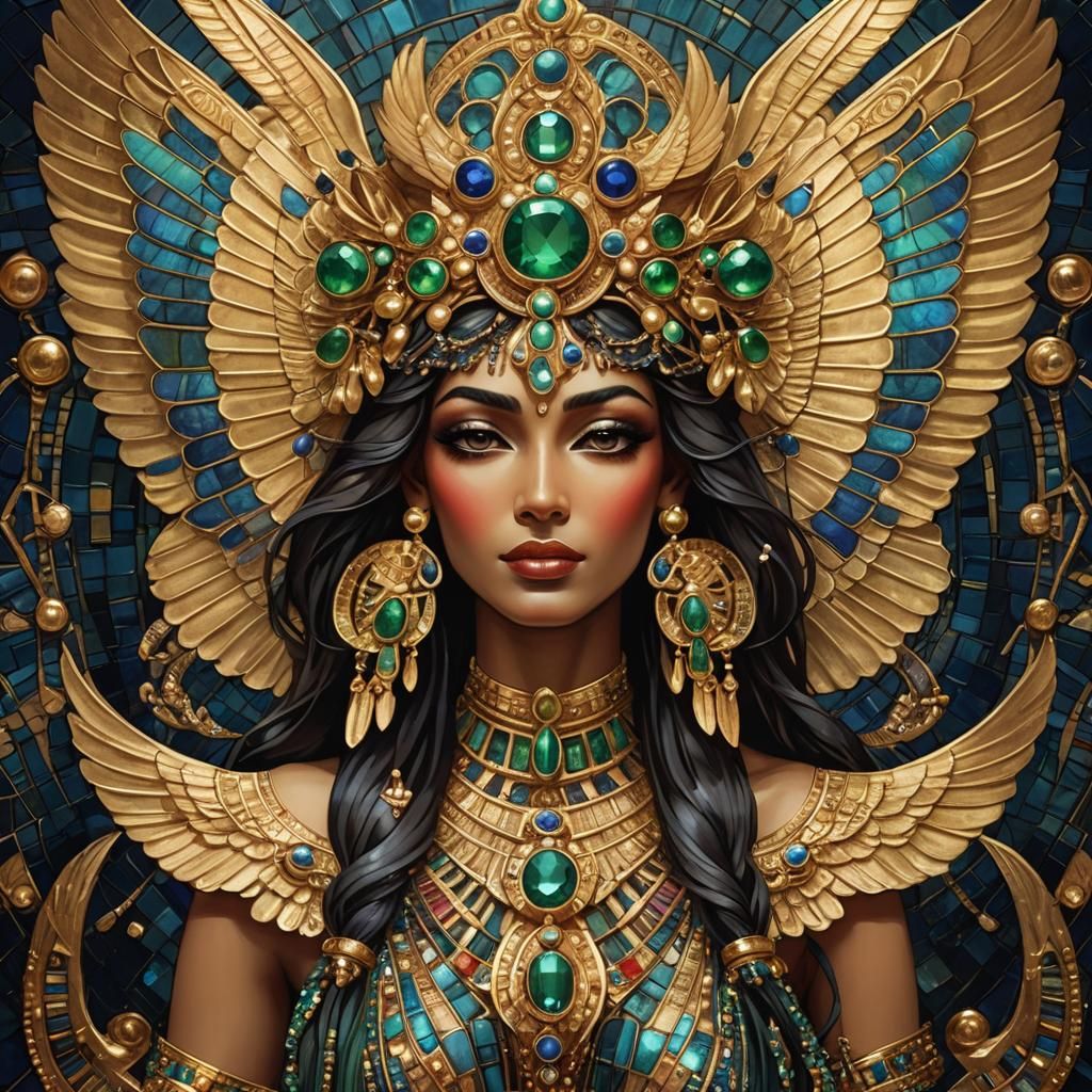 Art Nouveau Egyptian Goddess in Gold