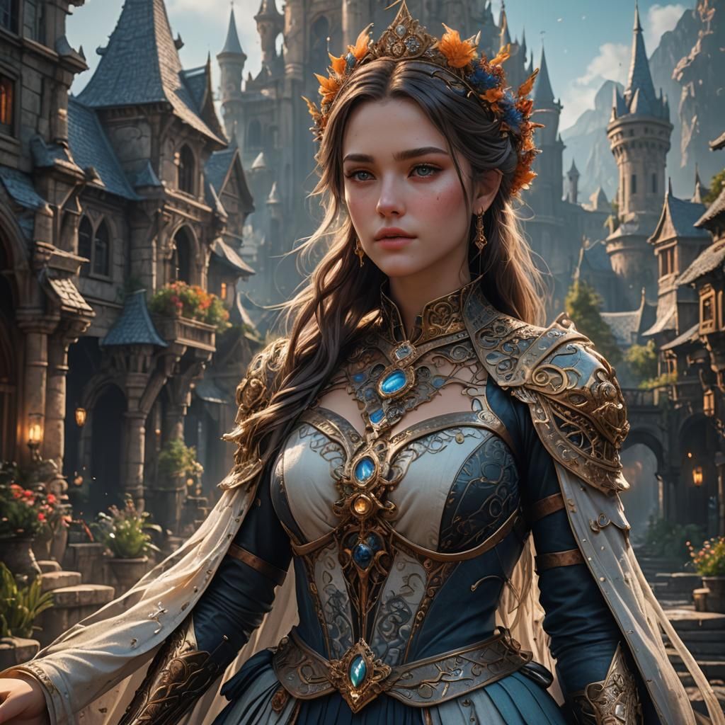 Beautiful Gentle Girl: Detailed Matte Painting