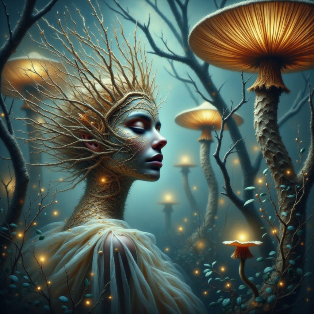 Ethereal Faery in Bioluminescent Alien Forest