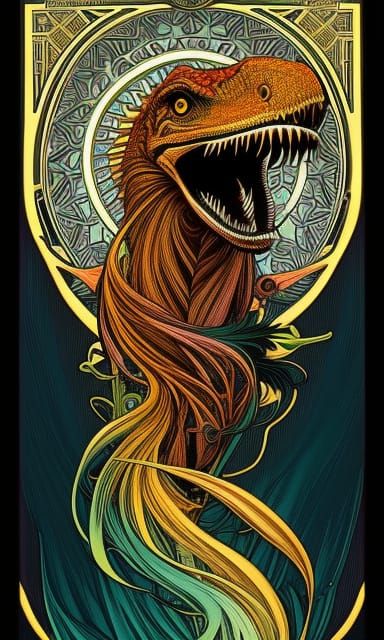 Art noveau velociraptor