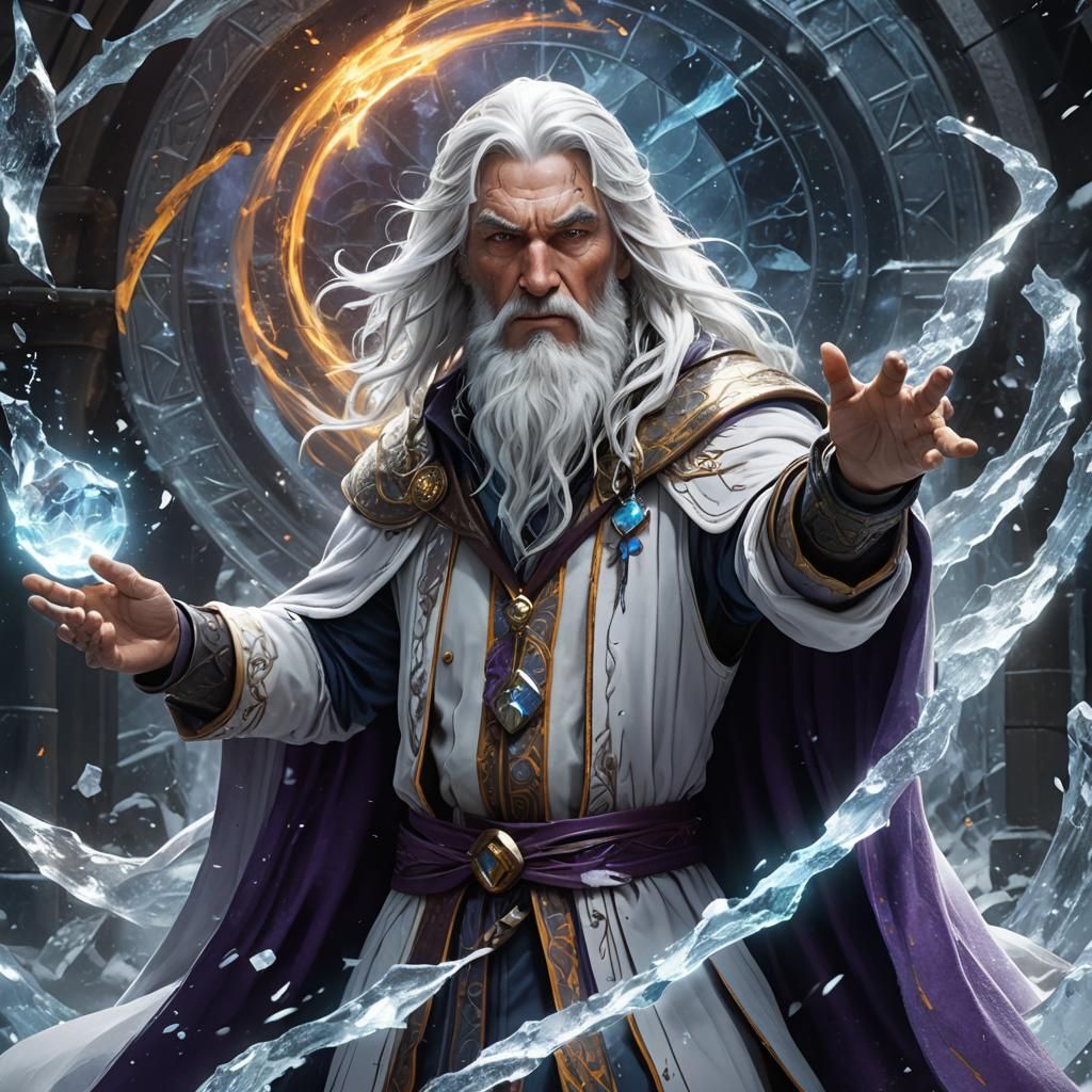 Ice Wizard Casting Spell: Dark Fantasy Art