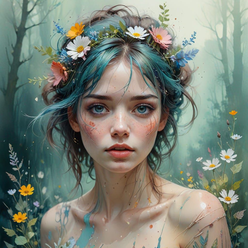 Whimsical Spring Forest Scene in Dreamy, Ethereal Lighting