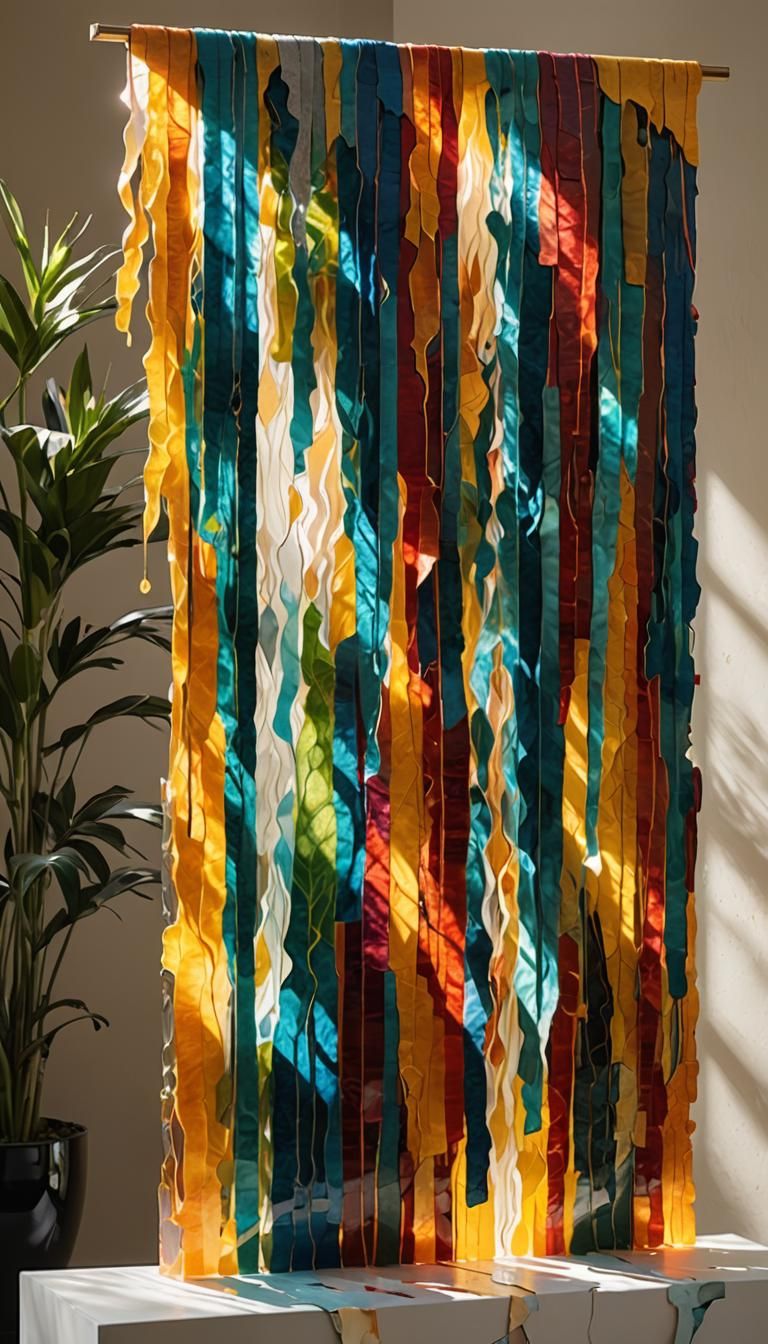 Vibrant Glass Waterfall in Sunlight