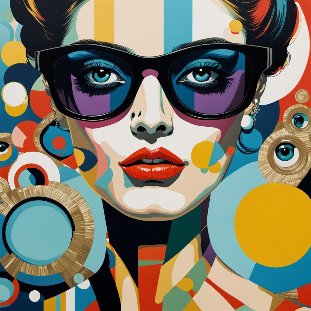 Surreal Woman in Pop Art Style Oil Painting