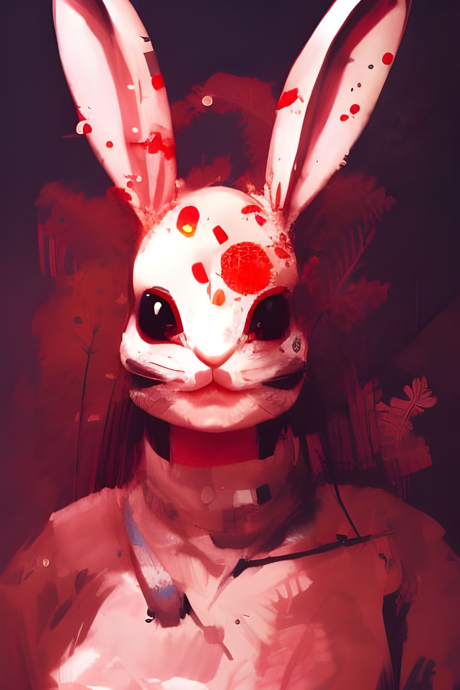 Japanese Ornamented Bunny with Red Eyes