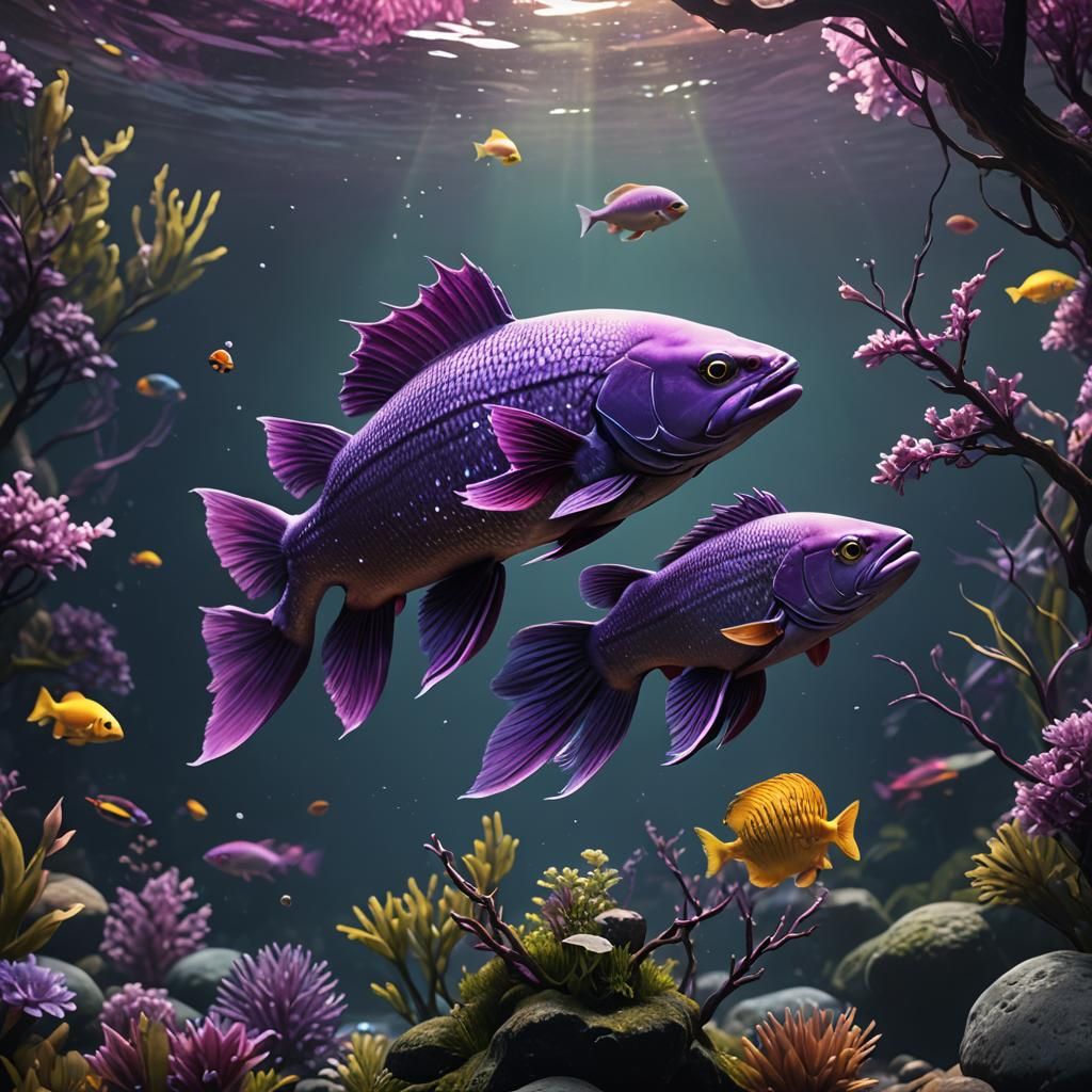 Fantastical Purple Trout: Detailed Matte Painting