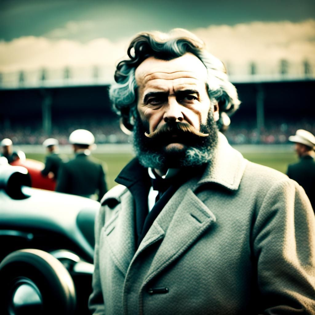 Karl Marx as 1950s Formula 1 Driver