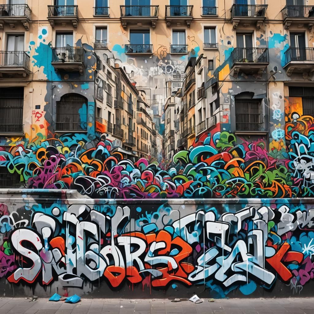 Madrid Street Art in Splash Art Style