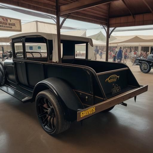 Modernized Conestoga Wagon at Car Show, Hyperrealistic
