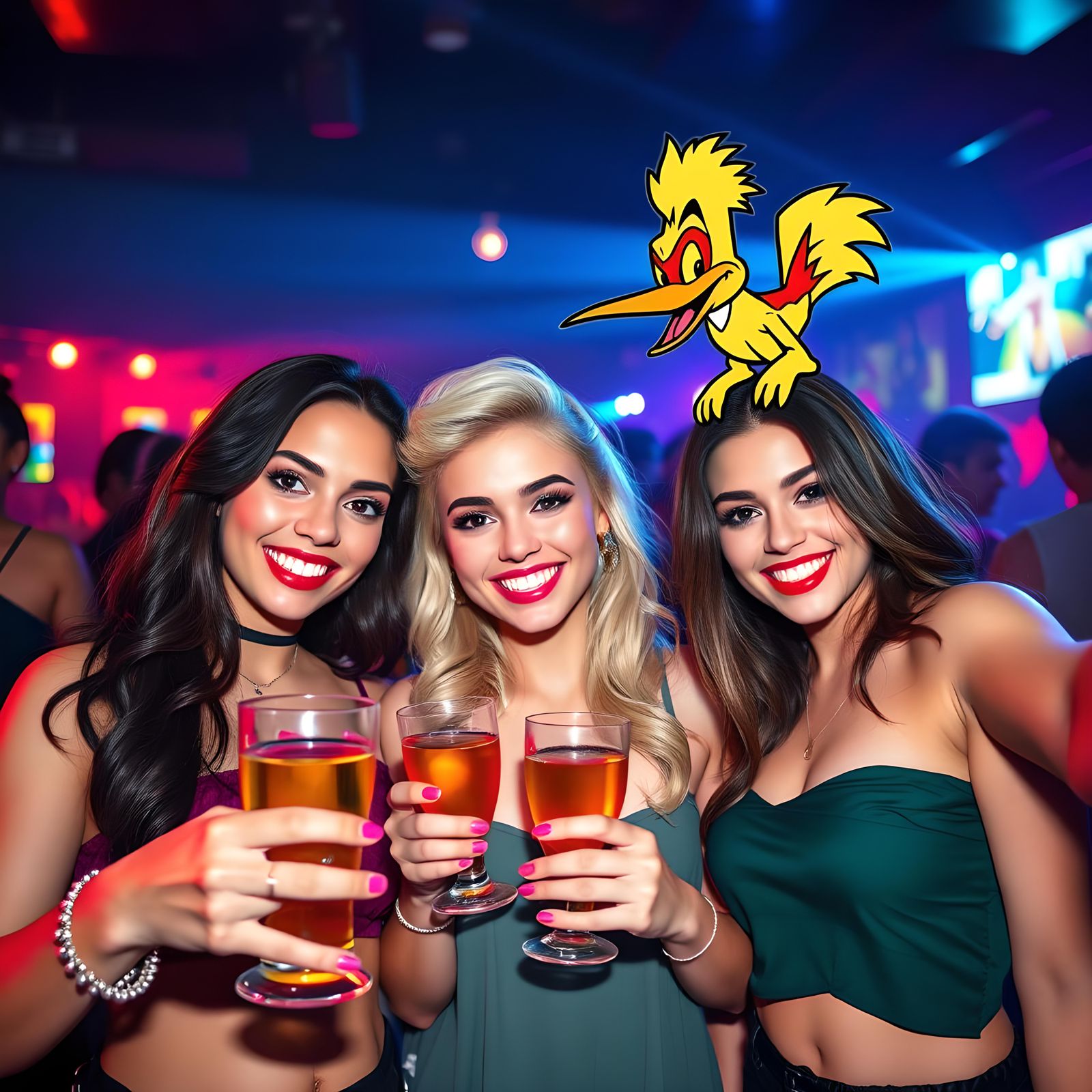Woody Woodpecker Crashes Girls' Night Out Selfie