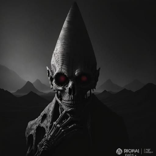 Eldritch Horror Figure in Desolate Landscape