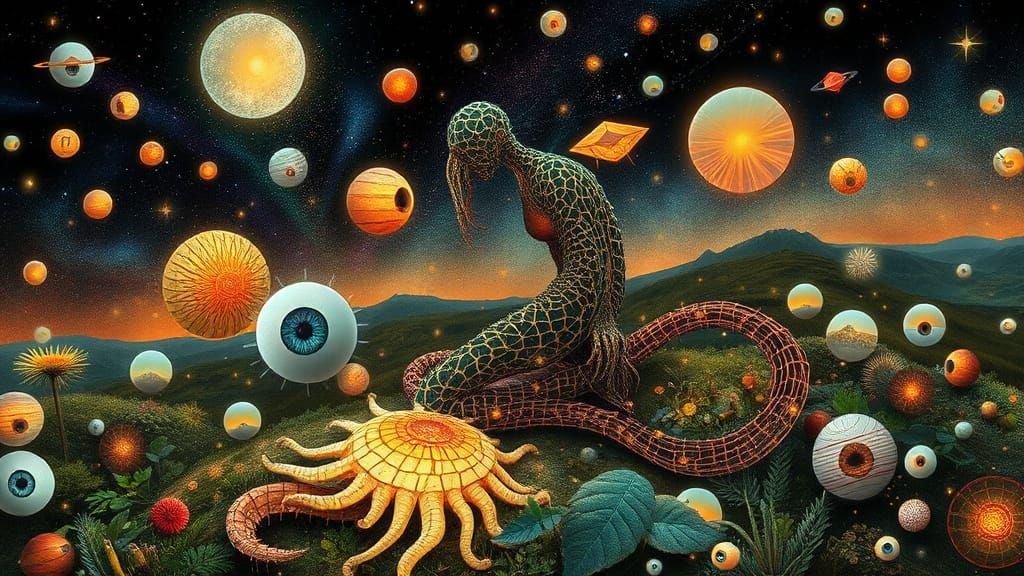 Cosmic Bio Art Collage in 8K Digital Style