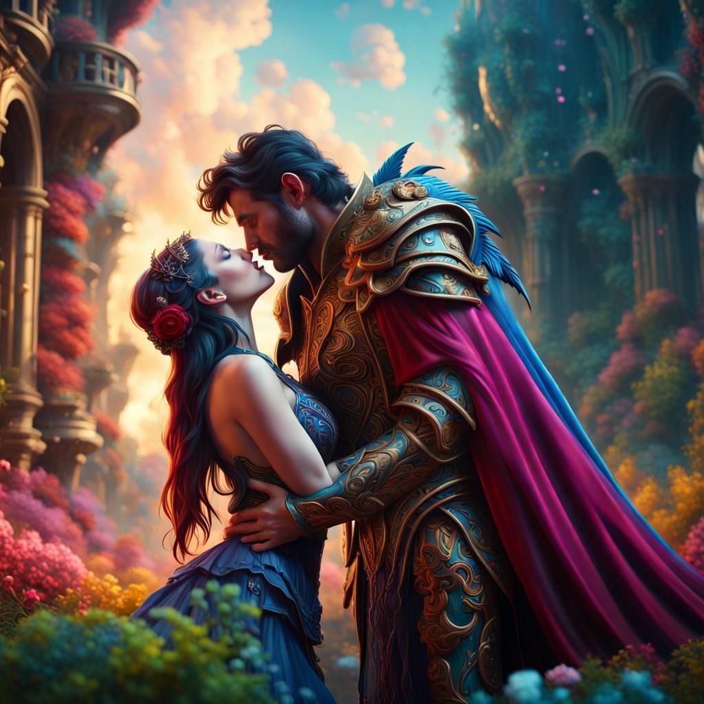 Epic Kiss: A Detailed Maximalist Digital Painting
