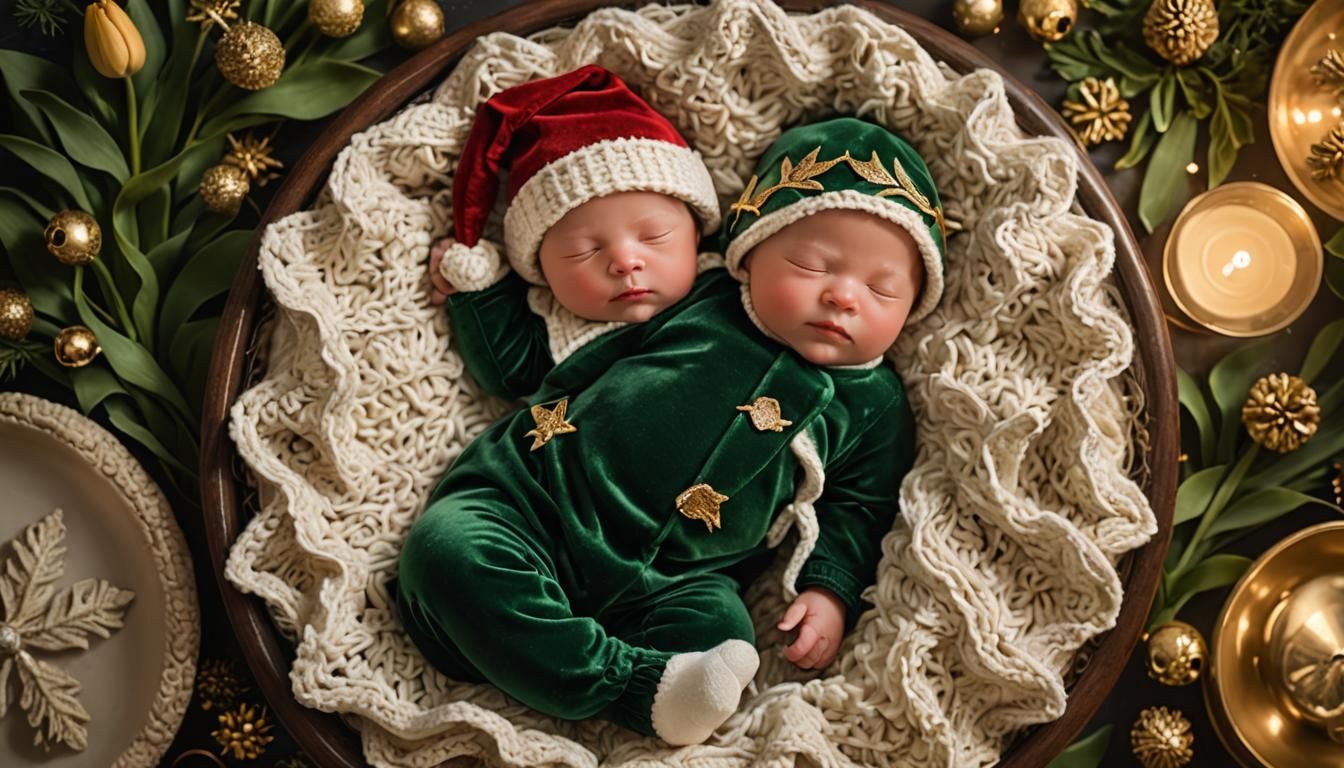 Baby in Santa Hat Asleep in Winter Wonderland