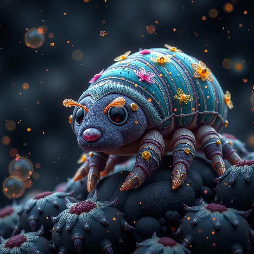 Hyperrealistic Tardigrade Illustration with Bioluminescent A...