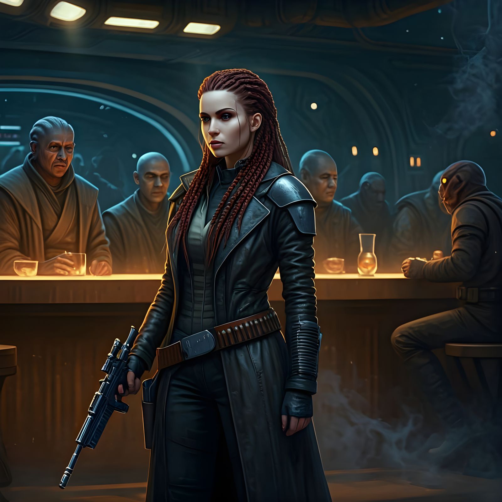 Sci-Fi Smuggler in Space Station Cantina