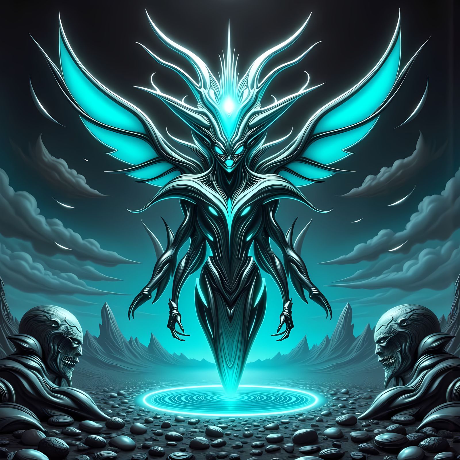 Surreal Futuristic Landscape in Zentek Turquoise Style