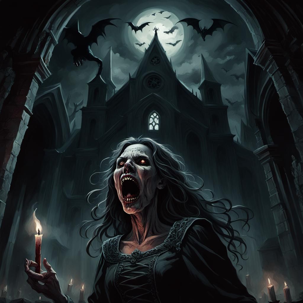 Demonic Possession in Gothic Horror Illustration