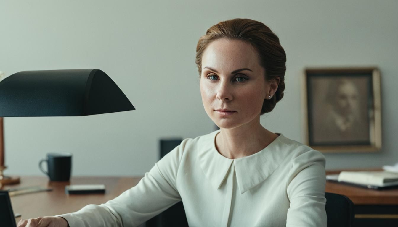 Elegant Woman in Luxurious Office: Cinematic Portrait