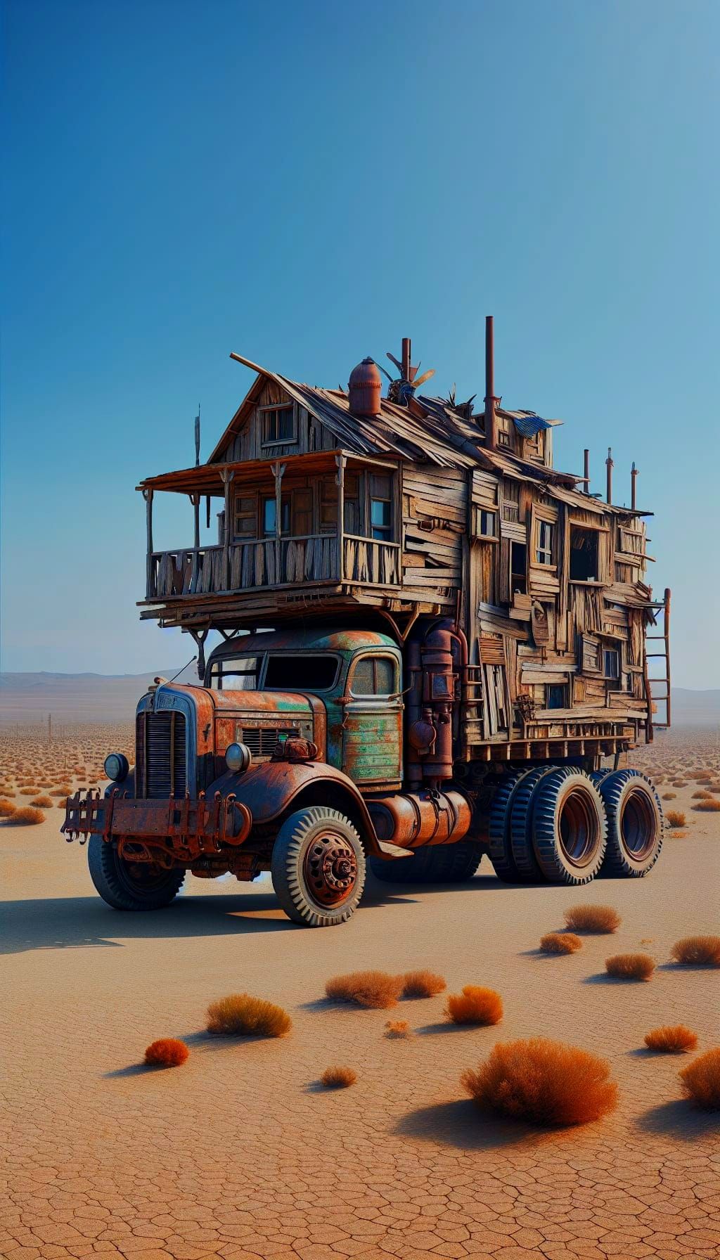 Rustic Mobile Home in Desert Landscape