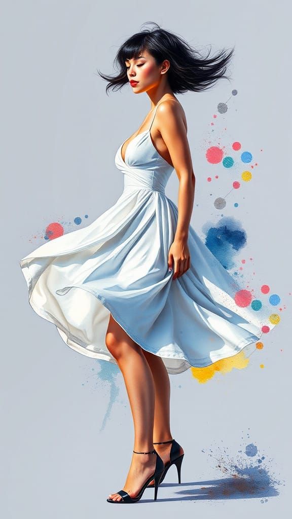 Elegant Curvy Woman in Chic Pixie Cut and Mini Dress