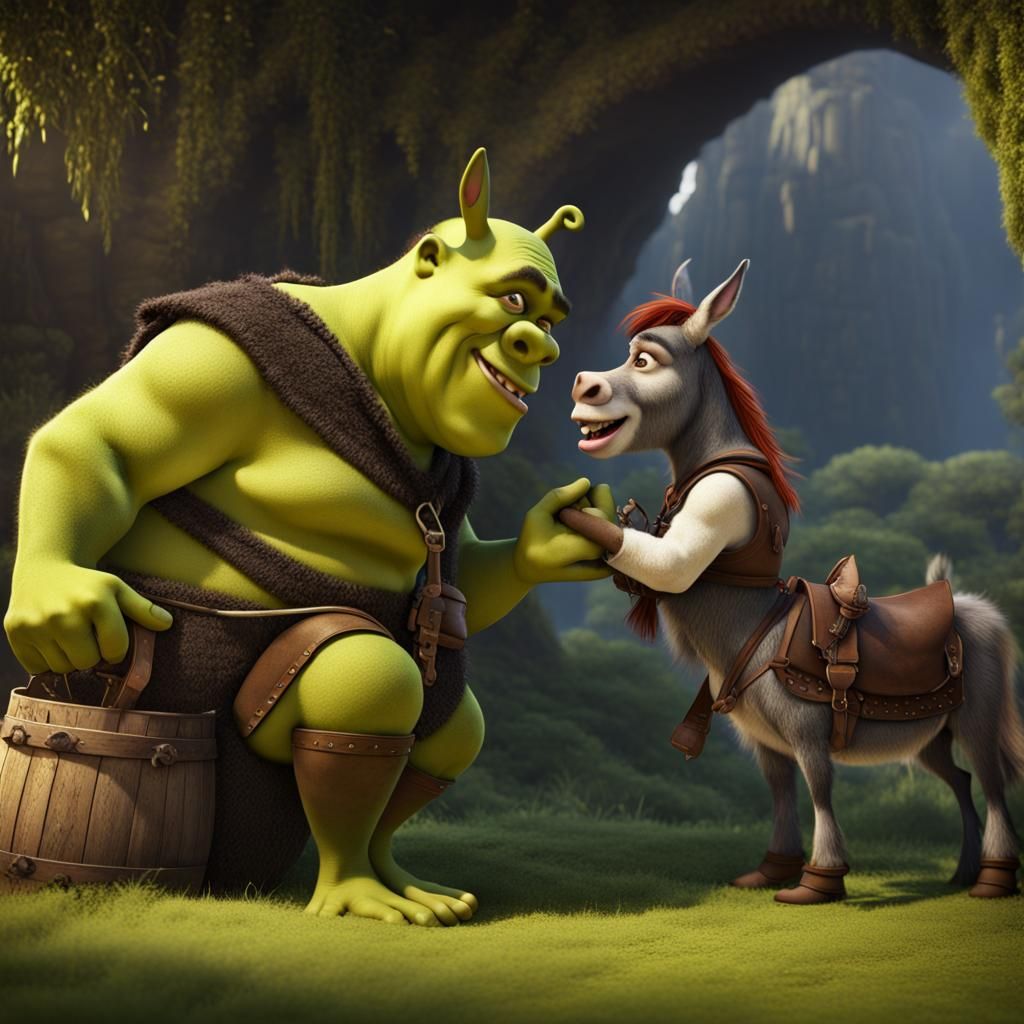 Shrek and Donkey: A Fantastical Embrace