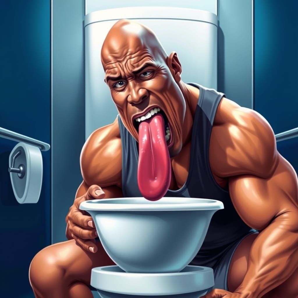 The Rock Licks a Toilet in Exaggerated Realism