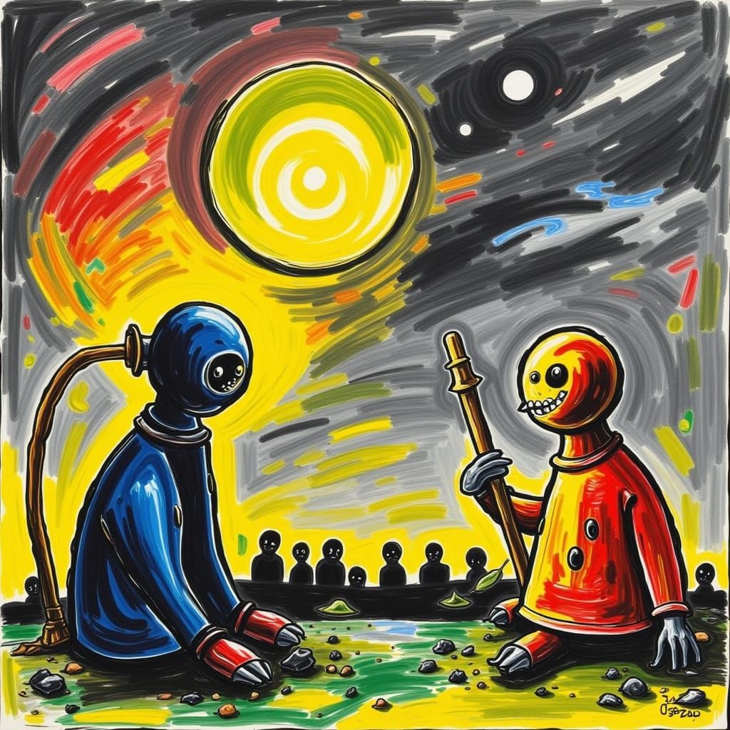 Futuristic Landscape with Icy, Olive Oil-Colored Hues