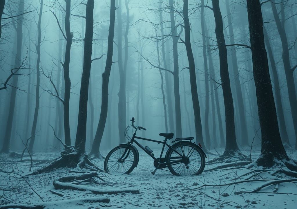 Eerie Upside Down Forest with Abandoned Bike