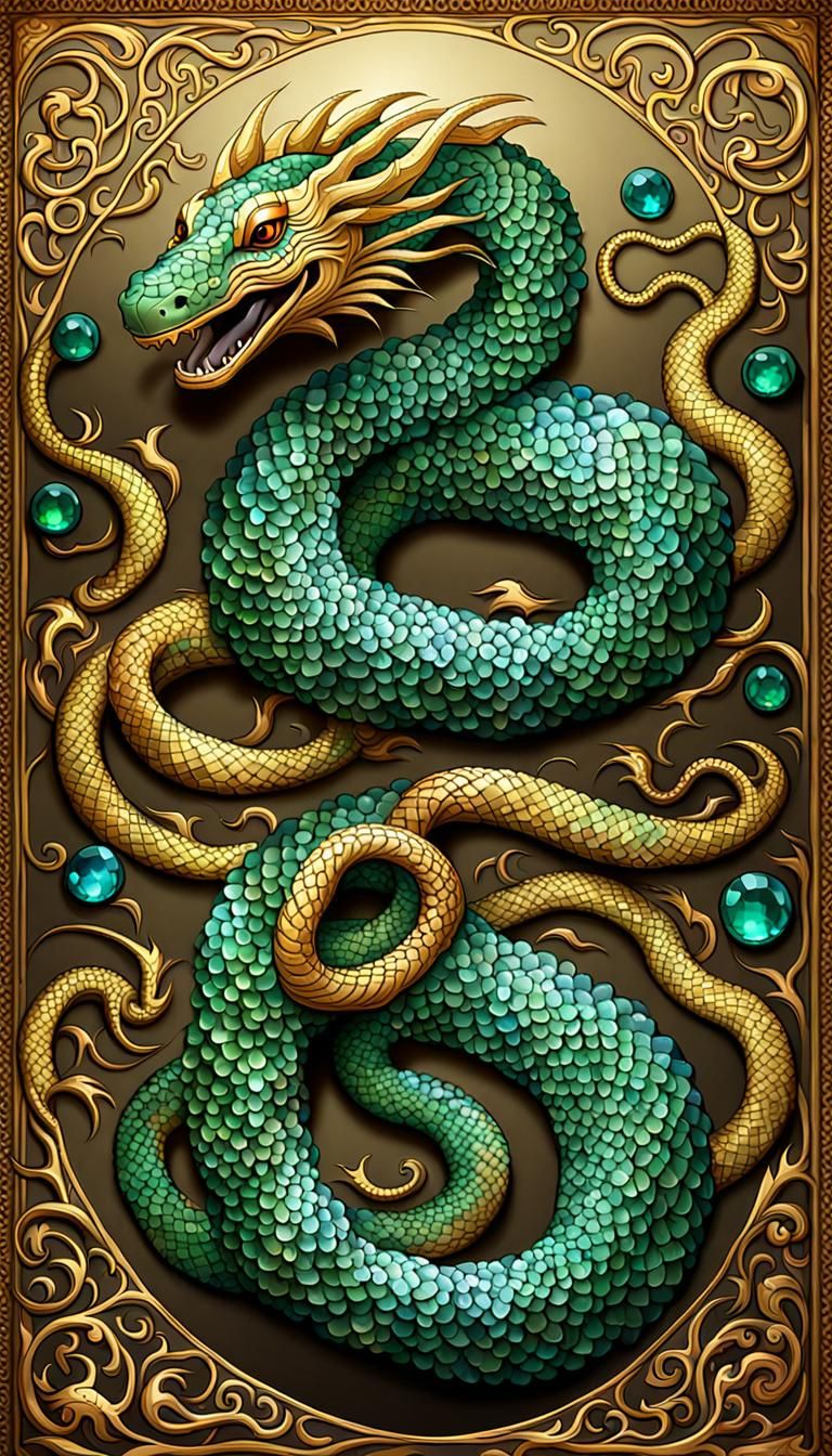 Mythical Serpent with Sparkling Scales