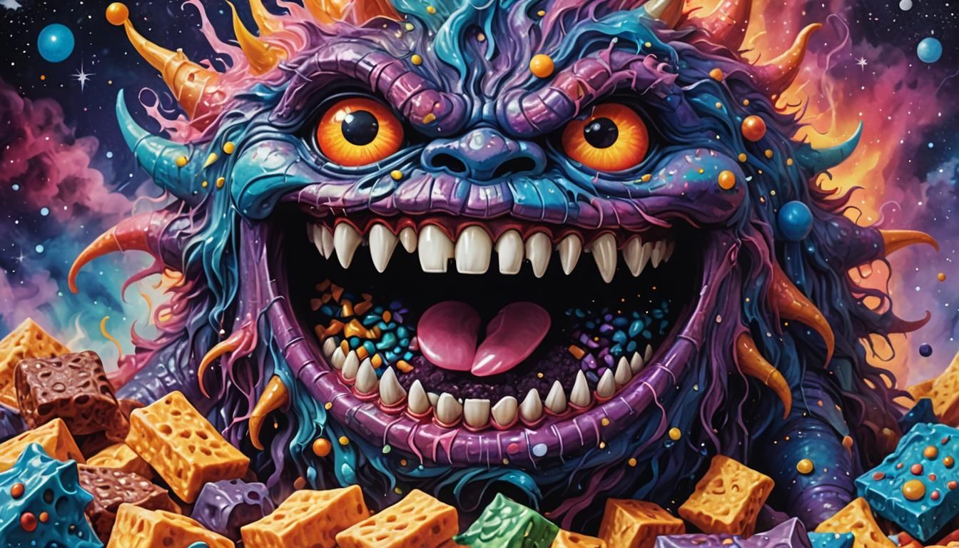 Cosmic Monster Munchies: An Astral Mixed Media Snack
