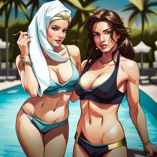 Princess Belle in Yellow Swimsuit on the Beach