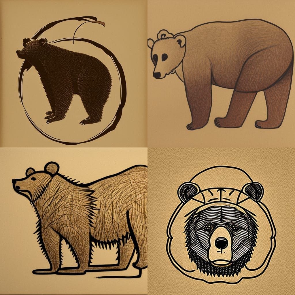 Inuit Style Bear Logo with Camera, Minimalist Design