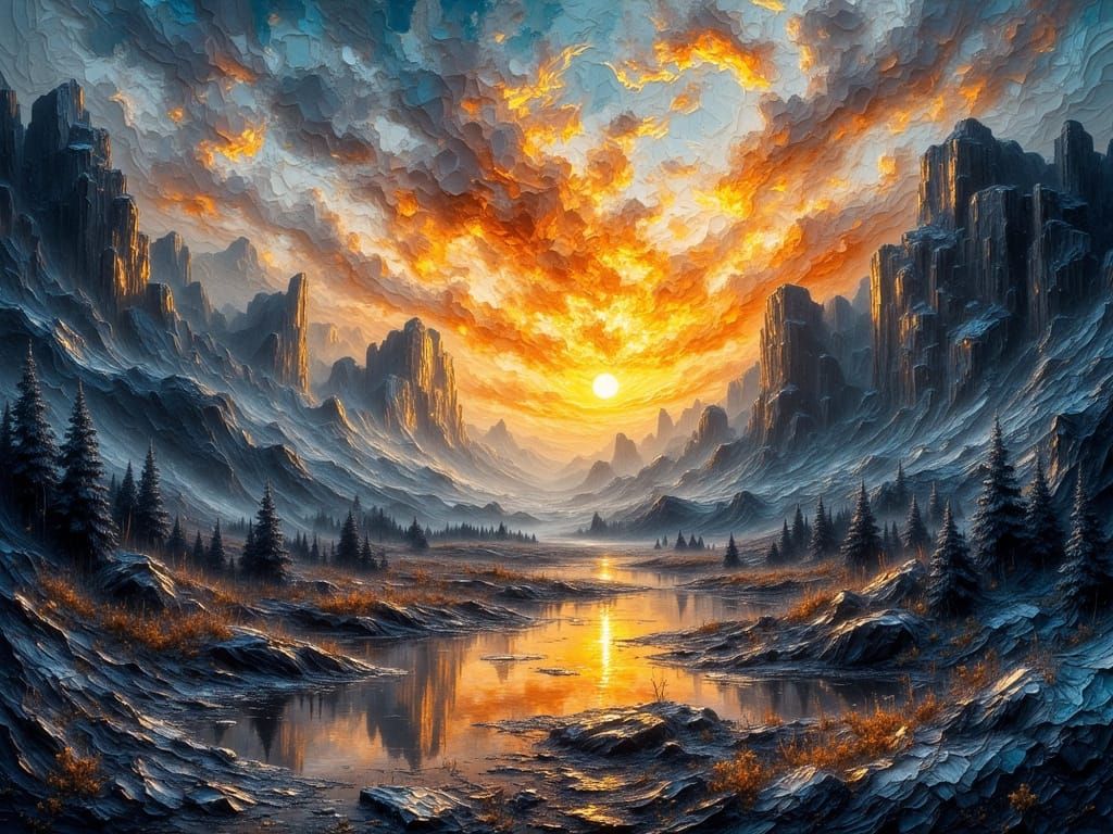 Dust Settles: Landscape Oil Painting in Impasto Style