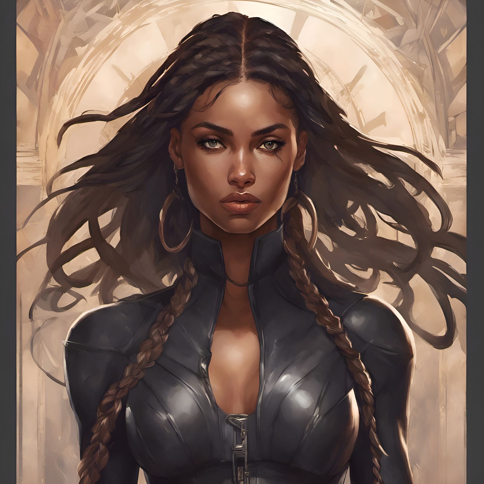 Dominican Female Hero Portrait in Art Nouveau Style