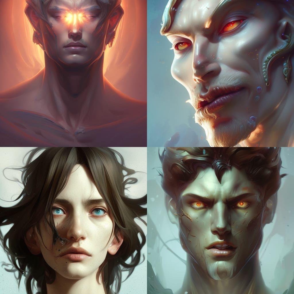 Nephilim head and shoulders portrait, 8k resolution concept art portrait by Greg Rutkowski, Artgerm, WLOP, Alphonse Much...