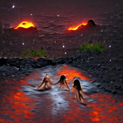 Surreal Lava Landscape Under the Night Sky
