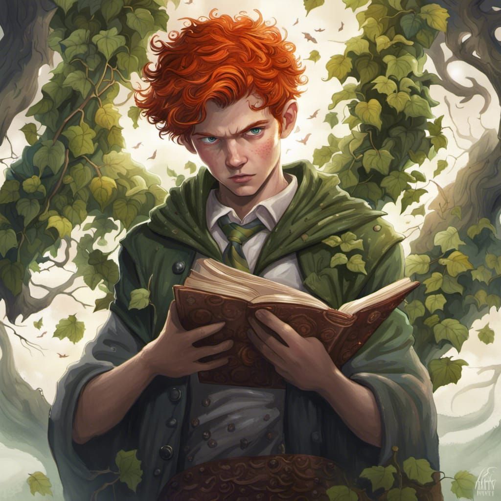 Redhead Boy with Ivy Wreath: Fantasy Concept Art