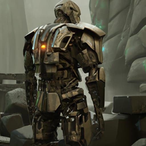 Futuristic Digital Stone Golem Concept Art
