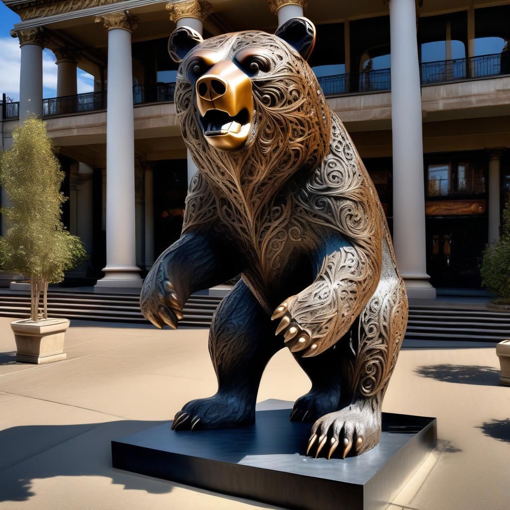 Bronze Filigree Bear Statue in HDR