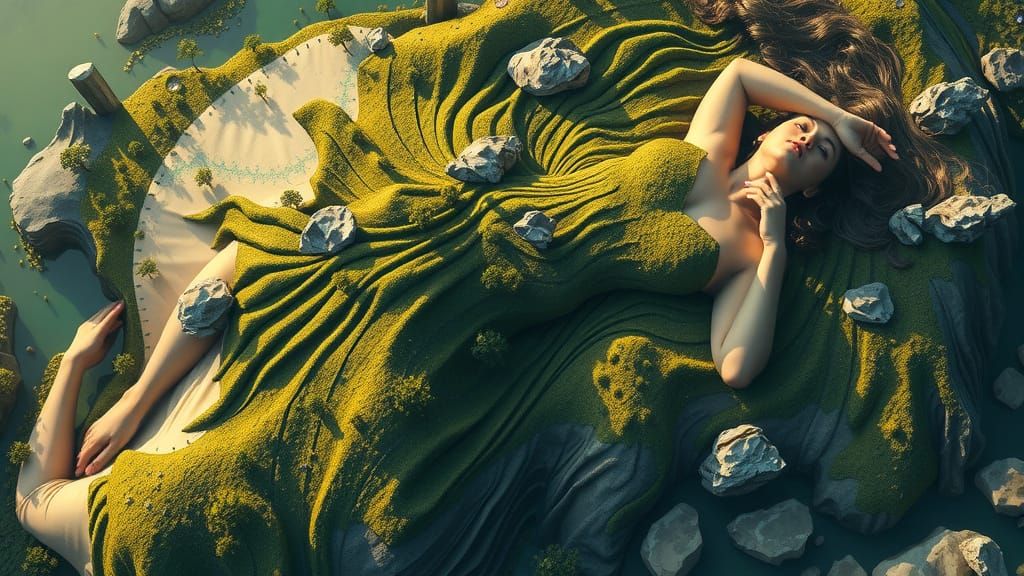 Surreal Fairy Queen Merging with Ireland Landscape