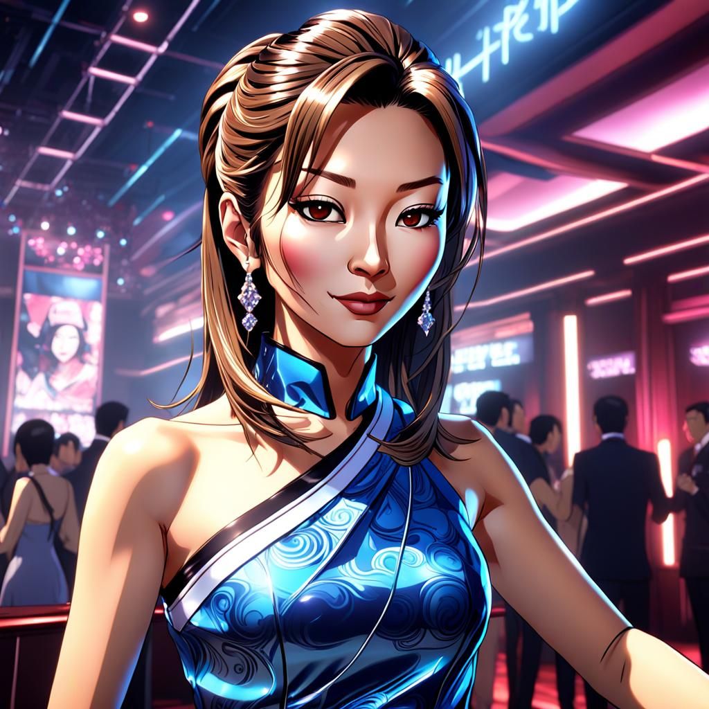 Michelle Yeoh as Anime Girl in Cel-Shaded Style