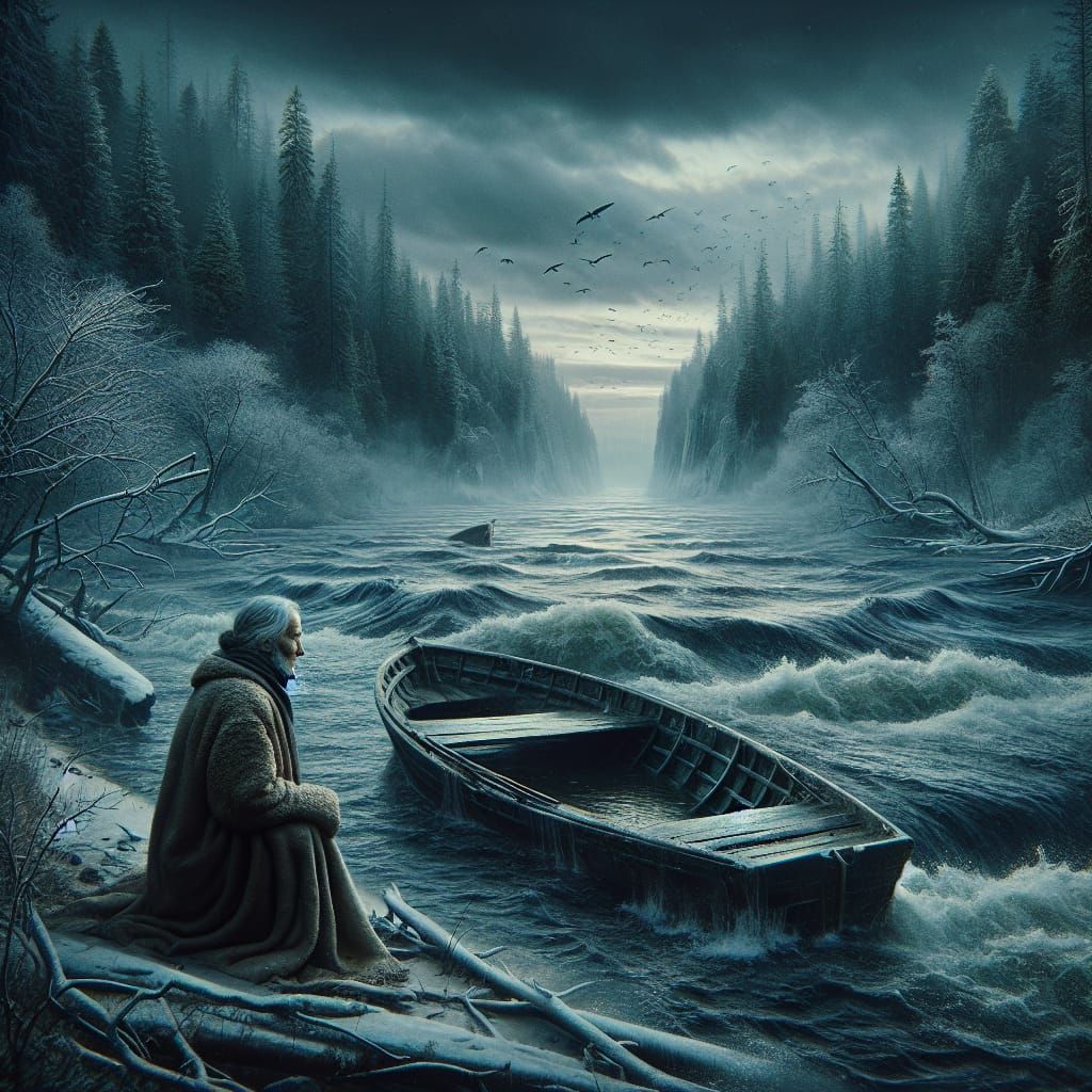 Epic River Scene in Dark Forest, Digital Matte Painting