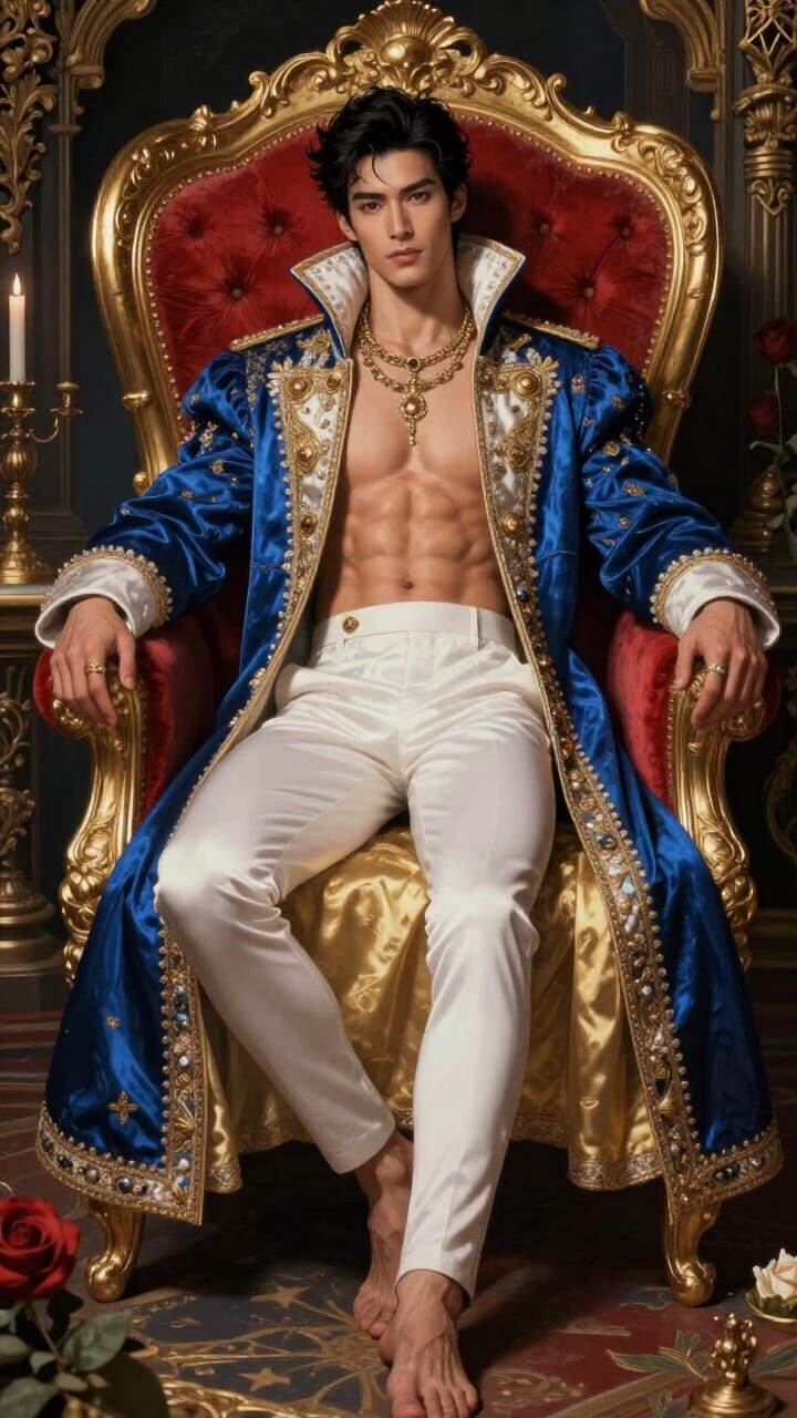 Elegant Asian Prince in Royal Attire