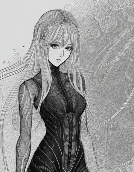 Girl in Rainbow Fractal Lace Catsuit