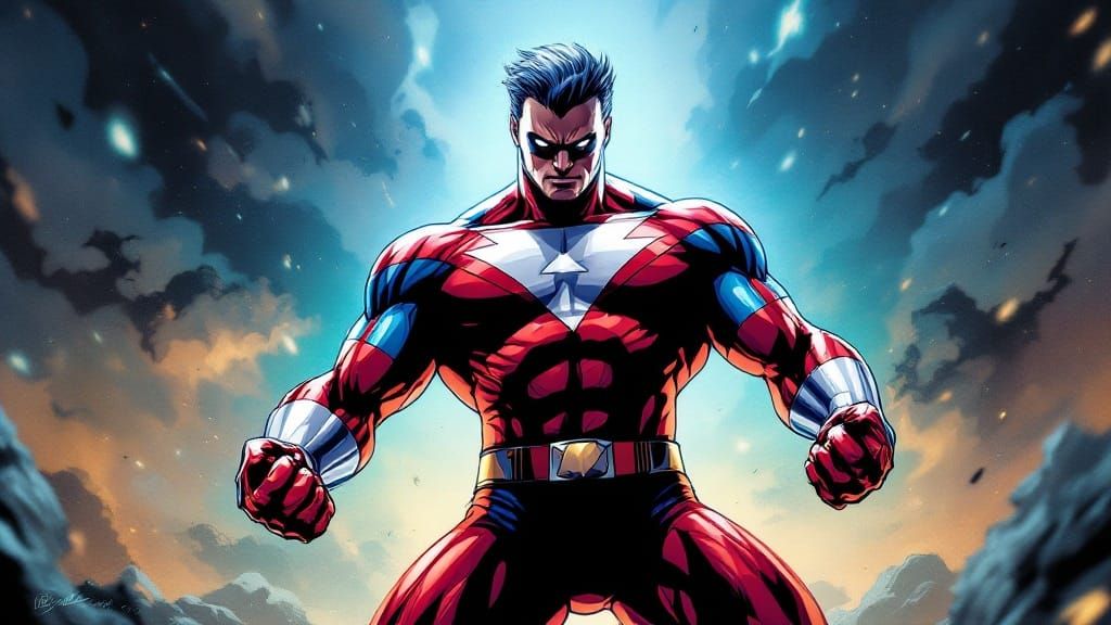 Comic Book Hero in Exaggerated Style