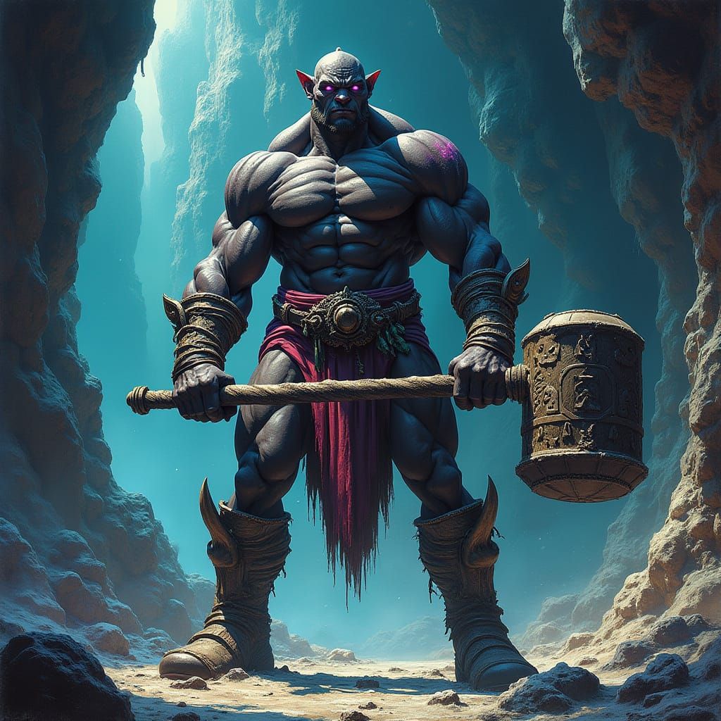 Triumphant Drow Warrior in Echoing Cavern